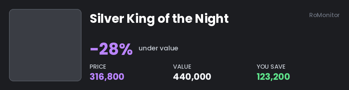 A deal DM: an item listed below its value.